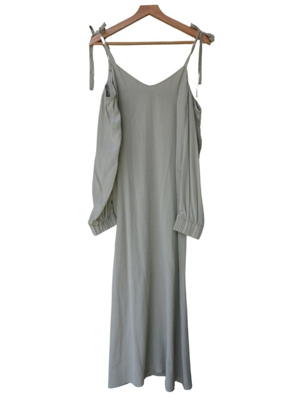 Sage Green Long Sleeve Shoulder Dress
